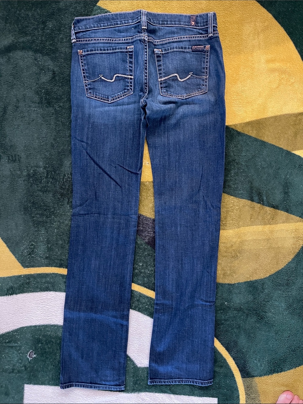 7 For All Mankind Straight-Leg Jeans in Blue Denim